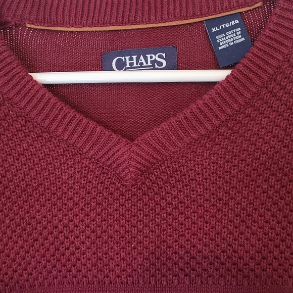 Chaps Men's Classic Long Sleeve Sweater with elbow patches,  Size: XL Color: Red - Picture 5 of 16